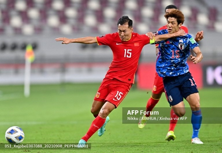 Tuyển Trung Quốc toàn thua trong 2 trận đầu vòng loại thứ 3 World Cup 2022. Ảnh: AFP