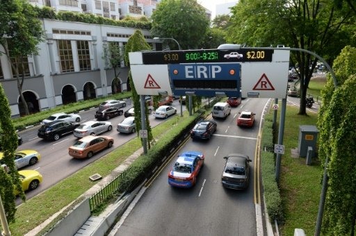Hệ thống thu phí xe vào nội đô ERP tại Singapore. Ảnh: Google map.