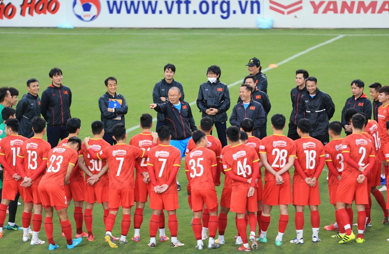 Tuyển Việt Nam có tâm lí thoải mái trước khi đối đầu nền bóng đá hàng đầu châu lục là Nhật Bản. Ảnh: VFF