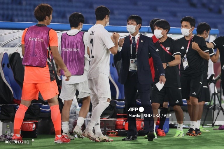 Huấn luyện viên Moriyasu dẫn dắt Olympic Nhật Bản tại Olympic Tokyo 2020. Ảnh: AFP