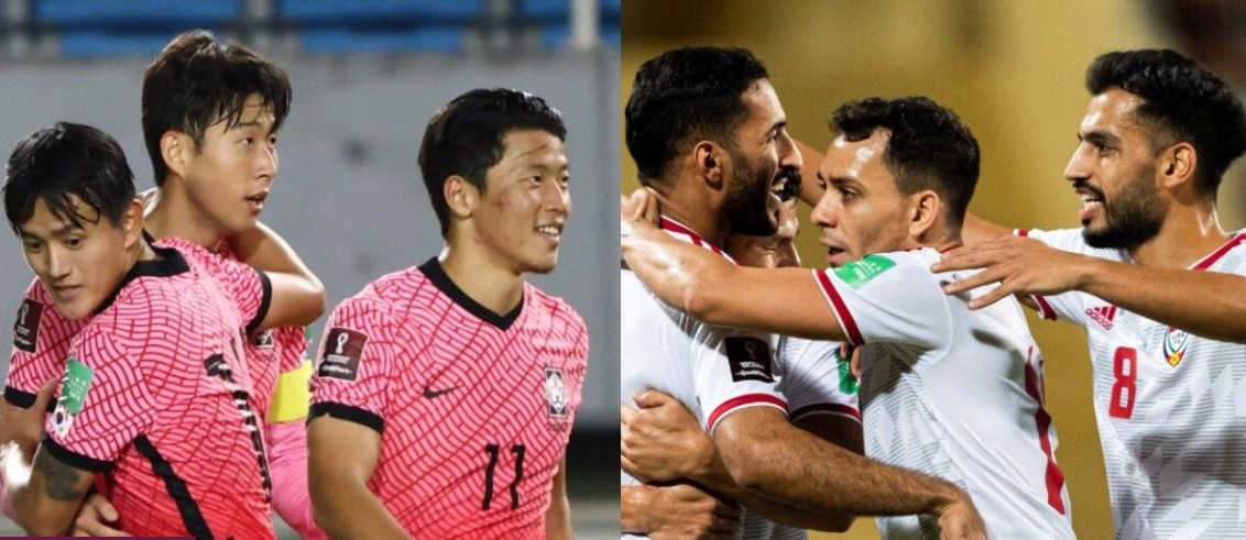 Tuyển UAE (phải) buộc phải thắng tuyển Hàn Quốc để nuôi hy vọng dự World Cup 2022. Ảnh: AFC.