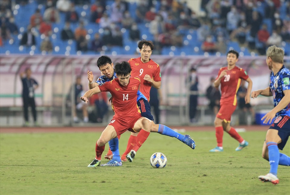 Tuyển Việt Nam để thua 0-1 trước tuyển Nhật Bản, nối dài mạch thất bại lên con số 5 tại vòng loại thứ 3 World Cup 2022. Ảnh: Hoài Thu