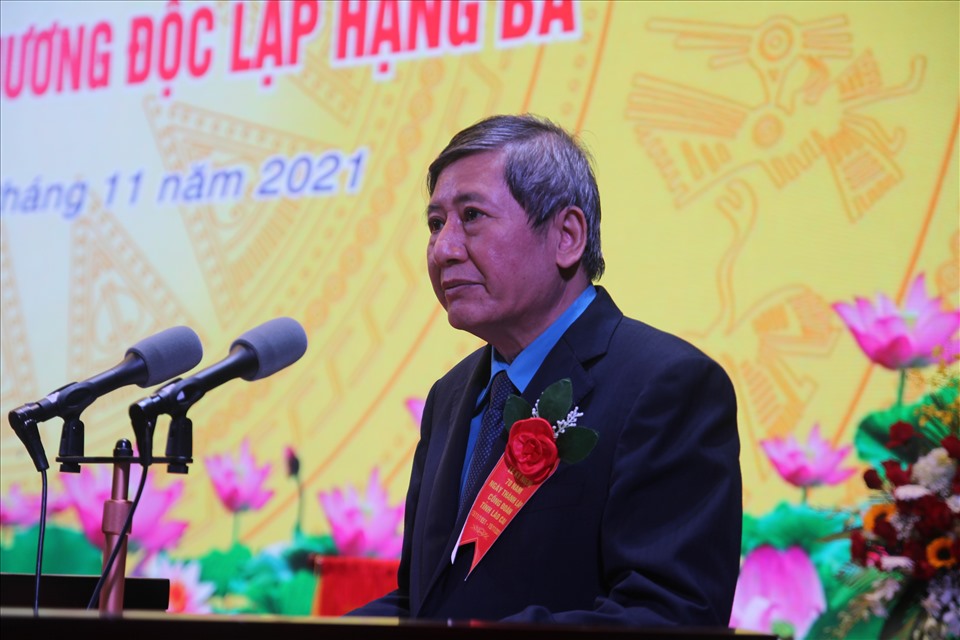 Ông Trần Thanh Hải - Phó Chủ tịch Thường trực Tổng LĐLĐ Việt Nam phát biểu ghi nhận những thành tựu LĐLĐ tỉnh Lào Cai đã đạt được trao thời gian qua.
