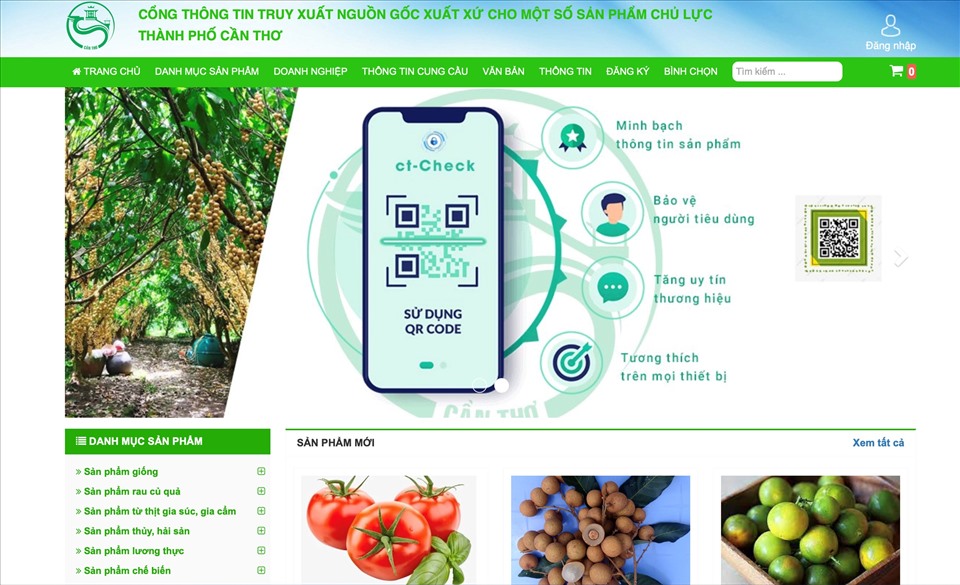 Chợ nông sản online tại Cần Thơ. Ảnh chụp màn hình