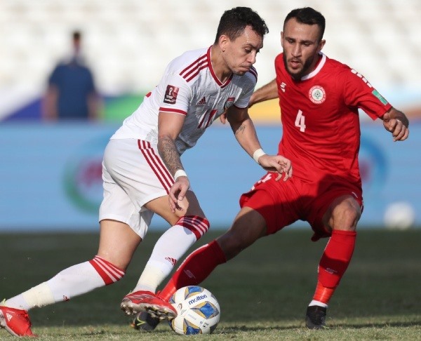 Tuyển Lebanon (áo đỏ) có trận thua thứ 2 liên tiếp trên sân nhà tại vòng loại World Cup 2022. Ảnh: AFC.