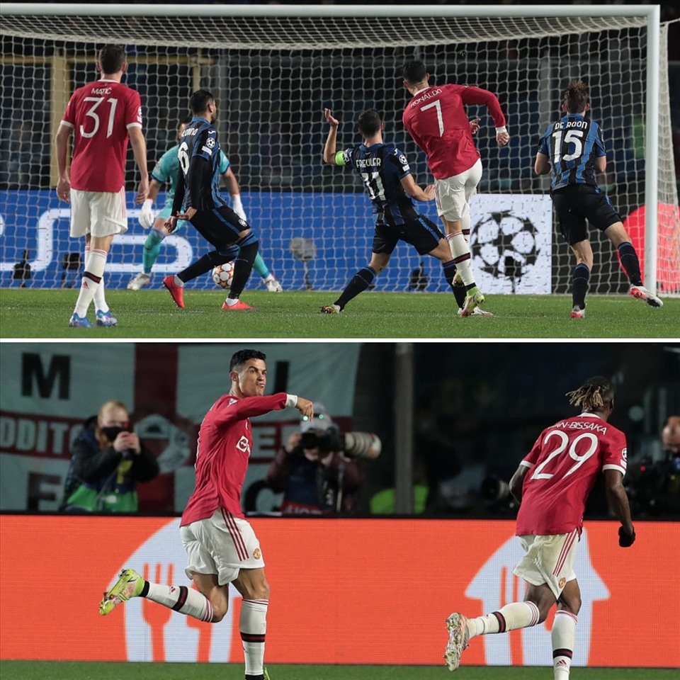 Các góc máy khác nhau trong bàn thắng siêu phẩm gỡ hòa 2-2 của Ronaldo. Ảnh: UEFA.