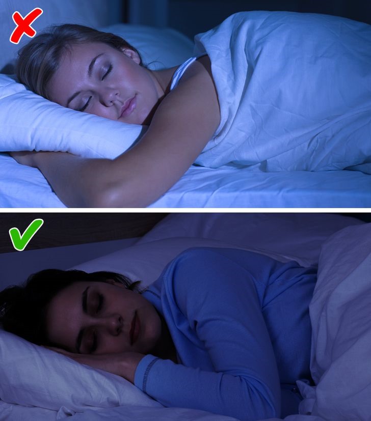 Ngủ đủ giấc: Nguy cơ béo phì phụ thuộc vào ánh sáng trong phòng nơi chúng ta ngủ. Các nhà khoa học Sunil Sharma và Mani Kavuru đã chứng minh rằng những người ngủ trong phòng tối ít bị béo phì hơn những người ngủ trong phòng đủ ánh sáng.  Để giảm cân, chúng ta cũng phải ngủ từ 7–8 tiếng. Những người ngủ ít sẽ nhanh đói hơn do rối loạn bài tiết hormone.
