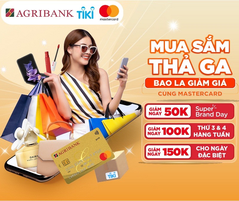 Chương trình “Khuyến mại MasterCard” áp dụng cho tất cả các chủ thẻ Agribank Mastercard mua sắm tại trang web chính thức của Tiki. Nguồn: Agribank