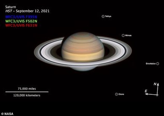 Ảnh chụp ngày 12.9 của sao Thổ. Ảnh: NASA