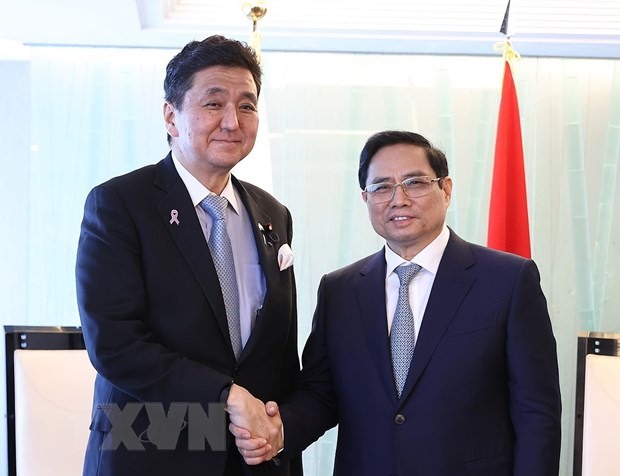 Thủ tướng Phạm Minh Chính tiếp Bộ trưởng Quốc phòng Nhật Bản Kishi Nobuo. Ảnh: TTXVN