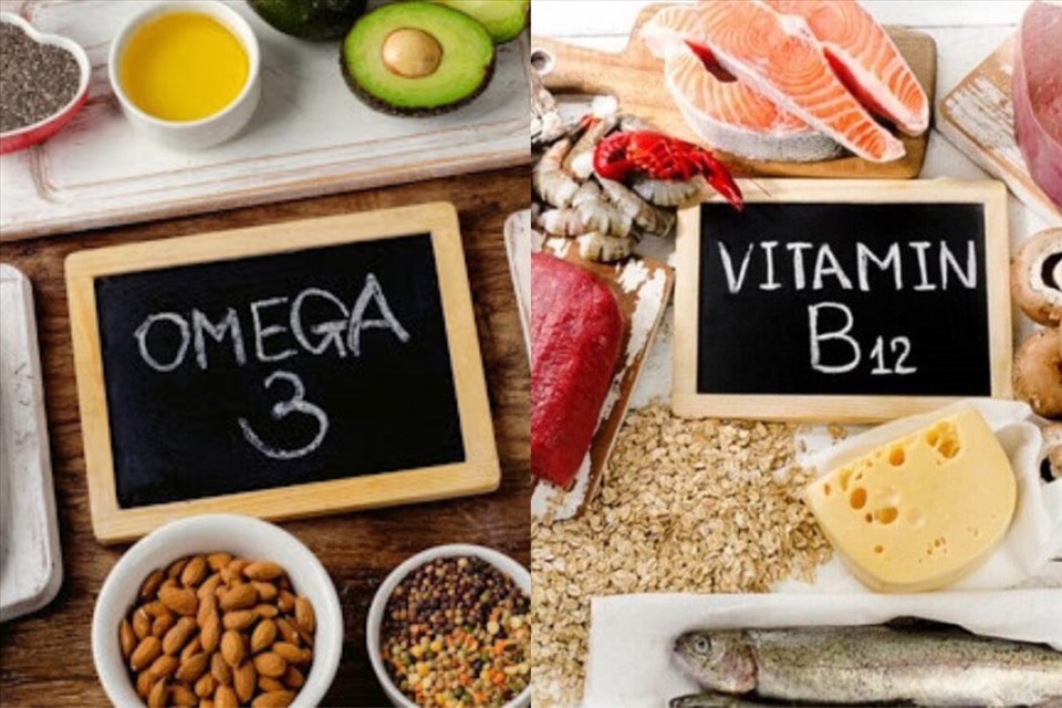 Omega-3 và vitamin B12 là những chất dinh dưỡng cần thiết cho phụ nữ trên 40 tuổi. Đồ họa: A.N