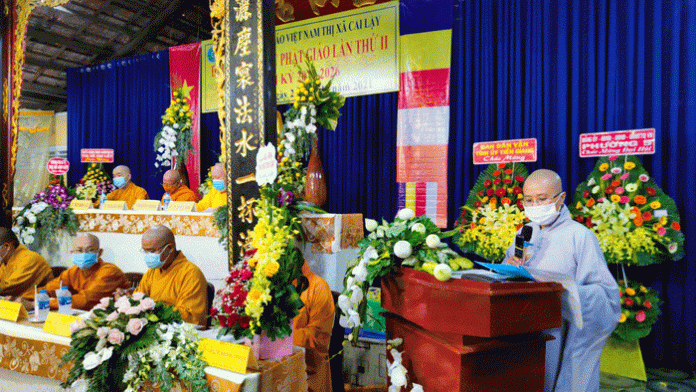 Đại hội Đại biểu Phật giáo thị xã Cai Lậy (Tiền Giang) lần thứ nhất nhiệm kỳ II (2021-2021) khai mạc tại Hội trường Văn phòng Ban Trị sự GHPGVN - chùa Kim Tiên.