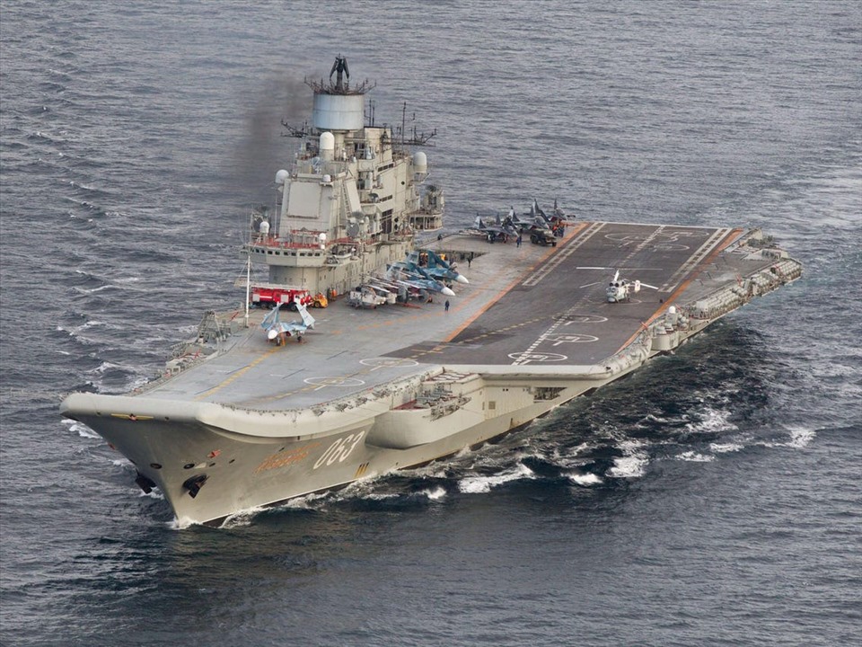 Aircraft carrier Admiral Kuznetsov, Russia. Screenshot.
