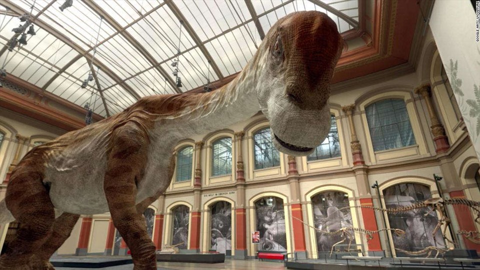 Hồi sinh khủng long bằng công nghệ thực tế ảo. Ảnh: Google Arts & Culture