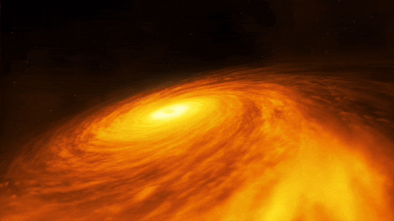 Đĩa vật chất quay quanh một hố đen siêu khối lượng. Ảnh: ESA