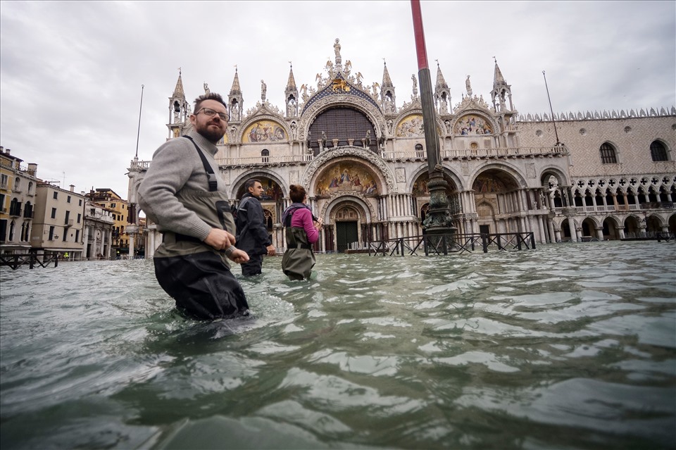 Ngập lụt ở Venice, Italia. Ảnh: AFP