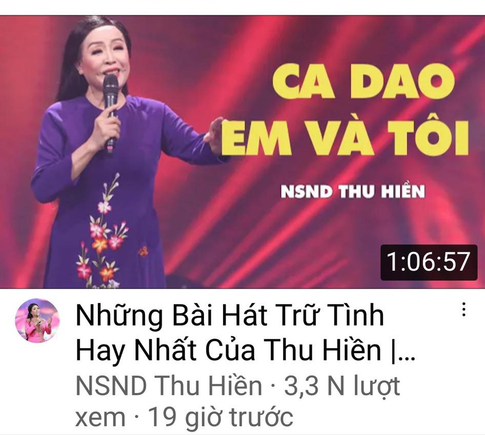 Theo con gái NSND Thu Hiền, chị Lập Phương cho biết, BH Media đang có trong tay bản quyền hàng trăm ca khúc của NSND Thu Hiền, họ lập kênh riêng về nghệ sĩ, thậm chí còn mạo danh NSND Thu Hiền trả lời bình luận của khán giả. Ảnh: GĐCC
