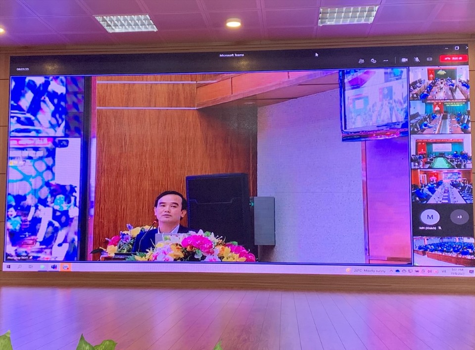 Chủ tịch Công đoàn TKV Lê Thanh Xuân phát biểu bế mạc Hội nghị. Ảnh: Văn Tiến