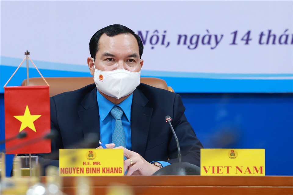 Chủ tịch Tổng Liên đoàn Lao động Việt Nam Nguyễn Đình Khang tại Toạ đàm. Ảnh: Hải Nguyễn