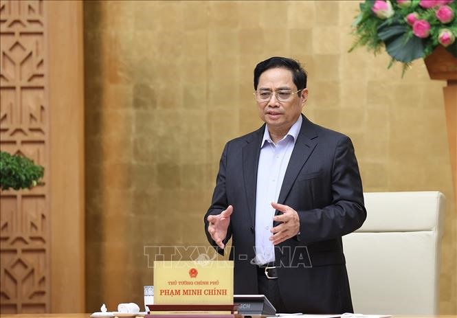 Thủ tướng Chính phủ Phạm Minh Chính phát biểu tại cuộc họp. Ảnh TTXVN