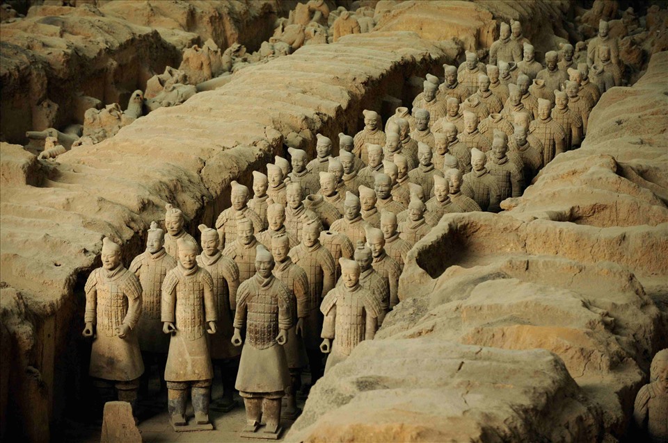 Đội quân đất sét trong lăng mộ Tần Thủy Hoàng. Ảnh: AFP