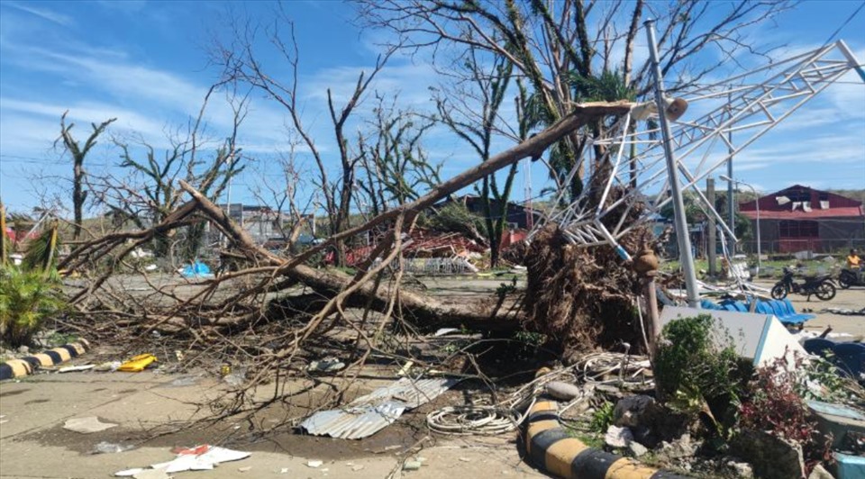 Thiệt hại ở Surigao. Ảnh: Lực lượng Bảo vệ bờ biển Philippines