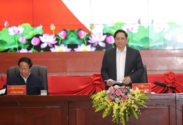 Thủ tướng Chính phủ Phạm Minh Chính phát biểu tại cuộc làm việc. Ảnh: Cổng TTĐT Hải Phòng