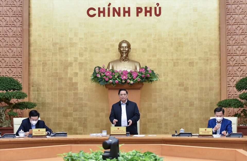 Thủ tướng Chính phủ Phạm Minh Chính chủ trì phiên họp. Ảnh Nhật Bắc