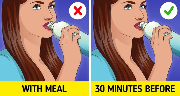 Uống nước trong lúc ăn có thể gây ảnh hưởng đến sức khoẻ. Ảnh: Bright Side
