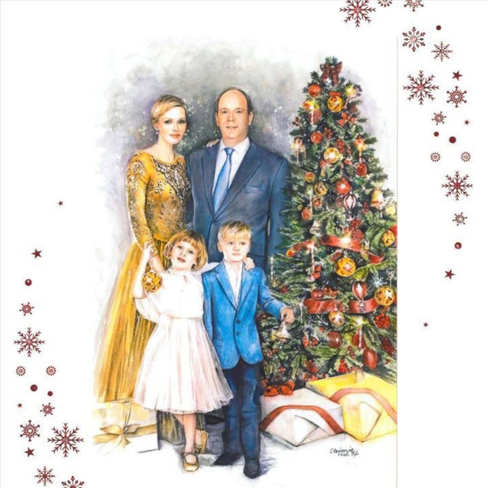 Công nương Monaco đăng ảnh chân dung gia đình mừng Giáng sinh. Ảnh: Công nương Charlene