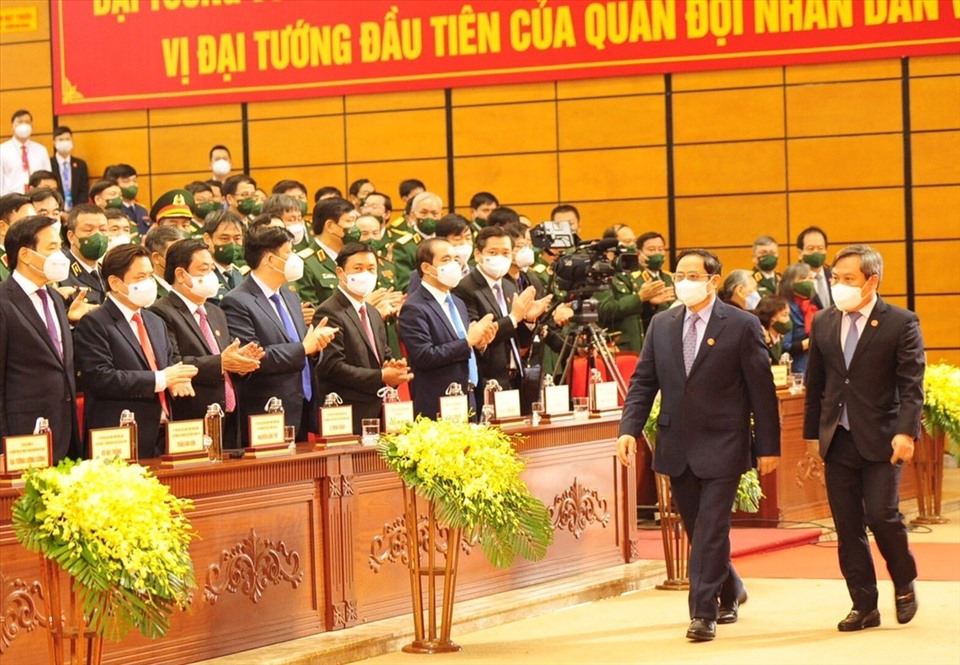 Vào sáng 22.12, Thủ tướng Phạm Minh Chính đã dự Lễ kỷ niệm 110 năm ngày sinh Đại tướng Võ Nguyên Giáp tại TP.Đồng Hới. Ảnh: CTV