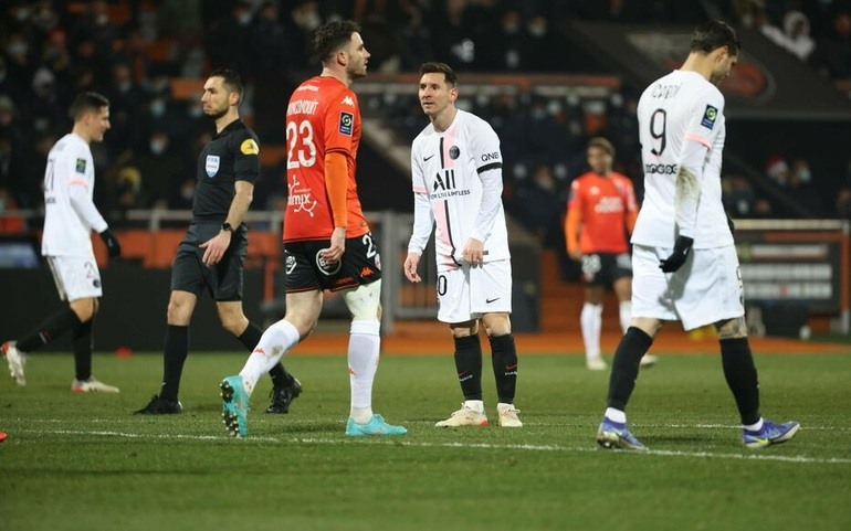 Lionel Messi cũng trải qua một trận đấu thất vọng và chưa thể có bàn thắng thứ hai cho PSG tại Ligue 1. Ảnh: AFP