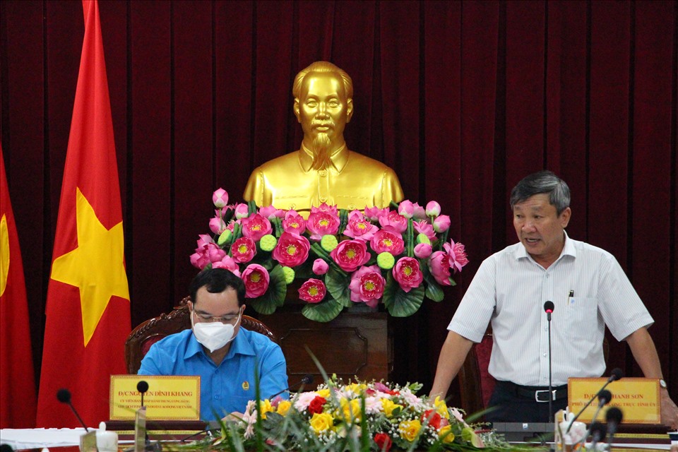 Phó Bí thư thường trực tỉnh uỷ Đồng Nai Hồ Thanh Sơn phát biểu tại buổi làm việc. Ảnh: Hà Anh Chiến