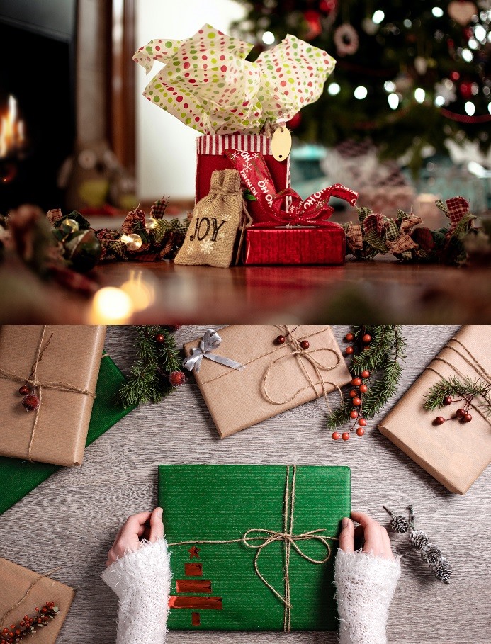 Trang hoàng phòng làm việc ngày Giáng sinh với những hộp quà lớn, nhỏ... Đồ họa: M.H