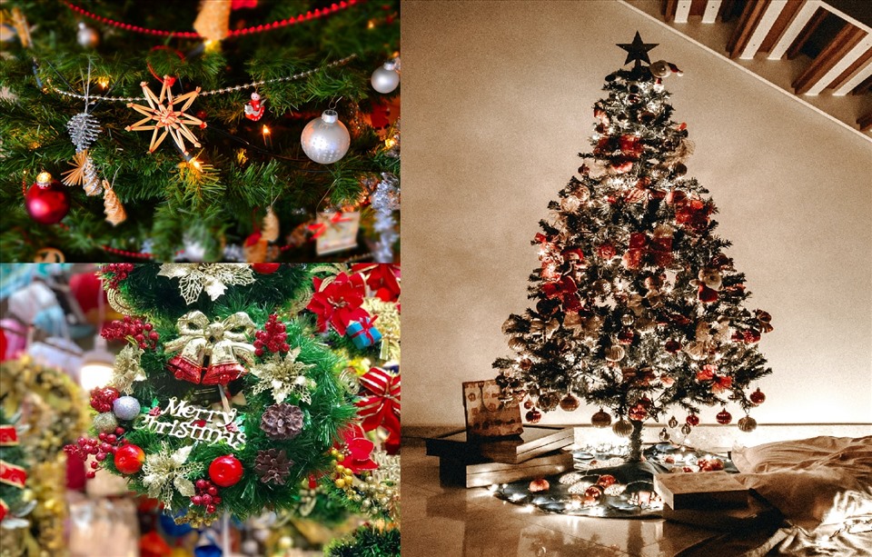 Giáng sinh đến là lúc văn phòng, nhà hàng, quán cafe... được trang hoàng lộng lẫy với cây thông Noel, quả châu, đèn nháy... Đồ họa: M.H
