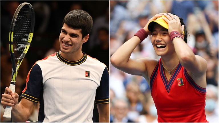 Quần vợt thế giới sẽ hướng sự chú ý về các tay vợt của thế hệ trẻ tài năng, đại diện là Carlos Alcaraz và Emma Raducanu. Ảnh: TennisWorld