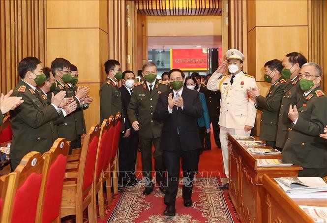 Thủ tướng Phạm Minh Chính đến dự hội nghị. Ảnh: Dương Giang/TTXVN