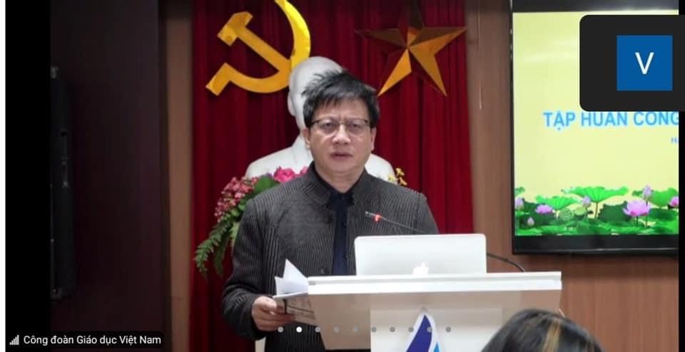 Ông Nguyễn Ngọc Ân - Chủ tịch Công đoàn Giáo dục Việt Nam phát biểu.