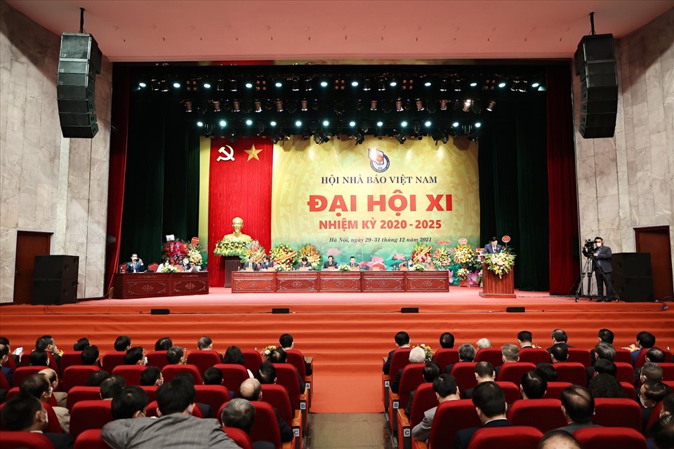 Toàn cảnh phiên chính thức Đại hội Đại biểu toàn quốc Hội Nhà báo Việt Nam lần thứ XI. Ảnh Hải Nguyễn