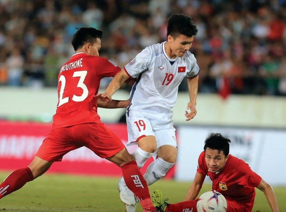 Tuyển Việt Nam từng thắng tuyển Lào 3-0 tại trận ra quân AFF Cup 2018. Ảnh: VFF