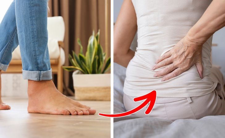 Đi chân trần có thể khiến bạn đau lưng. Đi chân trần trên bề mặt cứng gây ra sự phân bổ trọng lượng không đồng đều trên bàn chân của bạn. Sự mất cân bằng này có thể làm trầm trọng thêm các dị tật ở chân hiện có, và thậm chí có thể ảnh hưởng đến các phần trên của cơ thể, khiến đầu gối và lưng của bạn đau nhức.