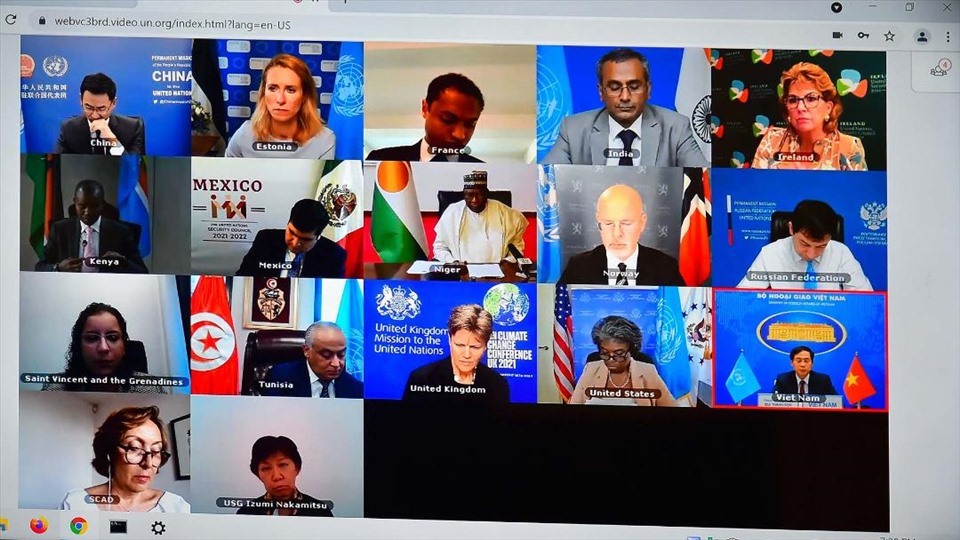 Phiên thảo luận mở trực tuyến cấp cao của Hội đồng Bảo an Liên Hợp Quốc về chủ đề “Duy trì hòa bình và an ninh quốc tế trên không gian mạng”. Ảnh: BNG
