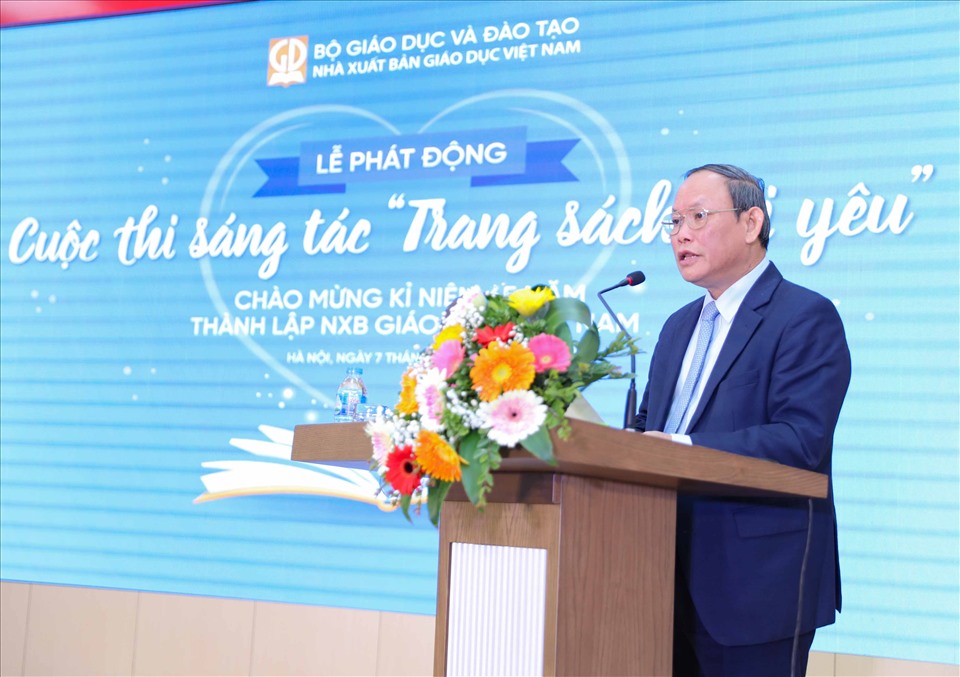 Ông Nguyễn Đức Thái - Chủ tịch Hội đồng thành viên NXB Giáo dục Việt Nam phát biểu tại lễ phát động