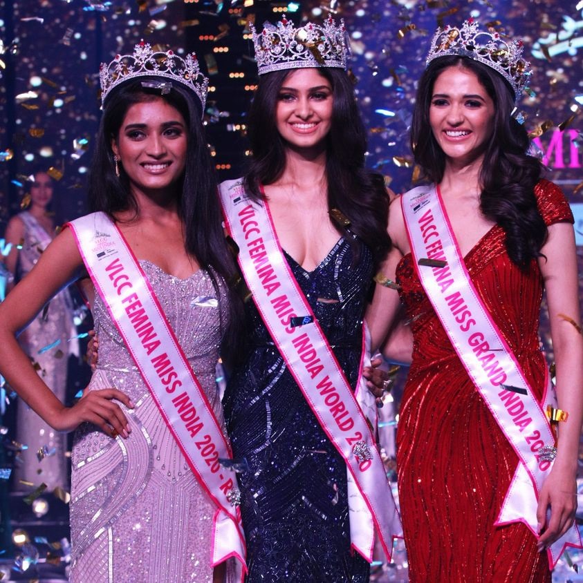 Tối 10/1, chung kết Miss India 2020 khép lại với chiến thắng thuộc về người đẹp Manasa Varanasi. Cô vượt qua 14 thí sinh để giành vương miện cao quý nhất cùng suất dự thi Hoa hậu Thế giới. Hai vị trí á hậu thuộc về Manika Sheokand và Manya Singh. Khushi Misra, Rati Hulji là 2 người đẹp còn lại trong top 5. Ảnh: Missosology.