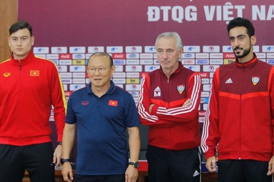 Mục tiêu của tuyển UAE là soán ngôi tuyển Việt Nam ở 4 trận còn lại của vòng loại World Cup 2022. Ảnh: VFF.