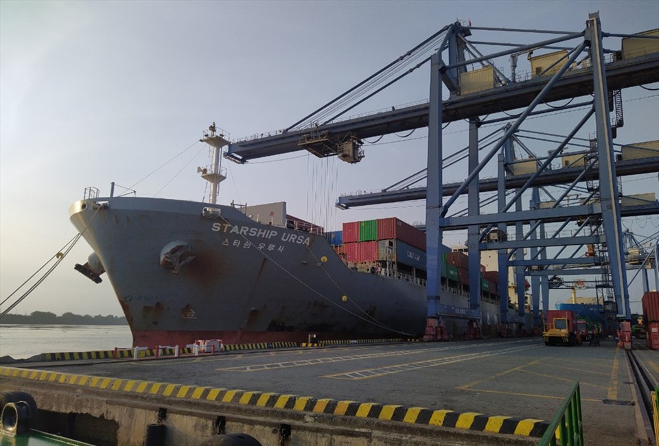 Chuyến tàu đầu tiên STARSHIP URSA cập cảng Cát lái (TP. HCM) vào ngày mùng 1 Tết Tân Sửu. Ảnh: M.T