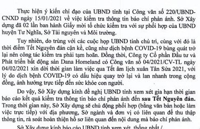 Một phần nội dung văn bản của Sở Xây Dựng tỉnh Quảng Ngãi báo cáo UBND tỉnh về yêu cầu kiểm tra Dana Home Lanfd (ảnh PV)