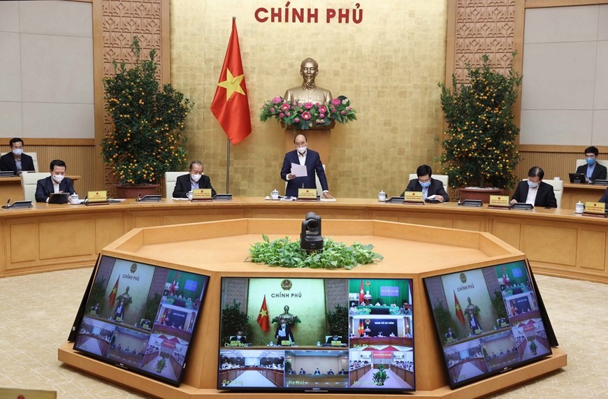 Thủ tướng Nguyễn Xuân Phúc phát biểu tại phiên họp. Ảnh: Thống Nhất/TTXVN