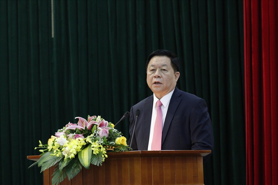 Thượng tướng Nguyễn Trọng Nghĩa phát biểu tại buổi công bố quyết định. Ảnh Phạm Cường