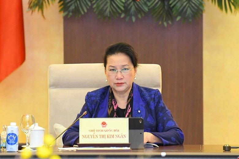 Chủ tịch Quốc hội Nguyễn Thị Kim Ngân phát biểu tại phiên họp. Ảnh QH